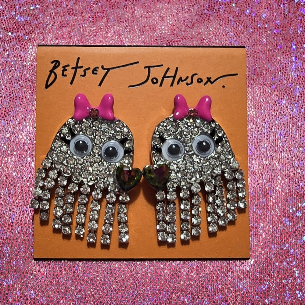 Betsey Johnson Ghost Fringe drop earrings! NWT! - Picture 8 of 9